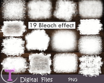 Paquete de PNG con efecto de decoloración, efecto de decoloración blanca, fondos de sublimación para camisetas con salpicaduras de decoloración blanca, textura decolorada, descarga digital.
