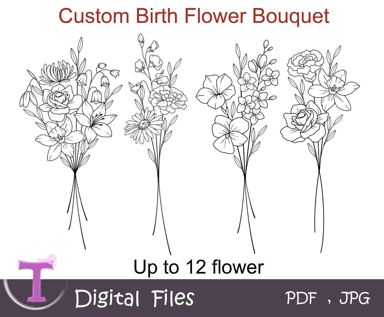 Black & White October Flower Tattoo