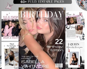 Custom Birthday Magazine Template | Editable Canva Birthday Photo Book | Modern Photo Album | Personalized Birthday Gift | Digital Download