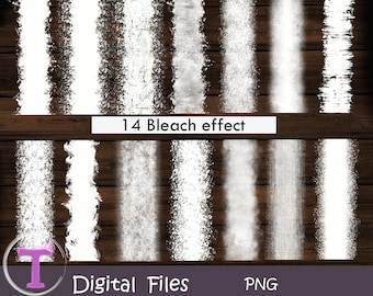 Puede incluir: 14 archivos PNG digitales con diferentes efectos de blanqueamiento. Cada efecto es una franja blanca vertical sobre un fondo de madera marrón.