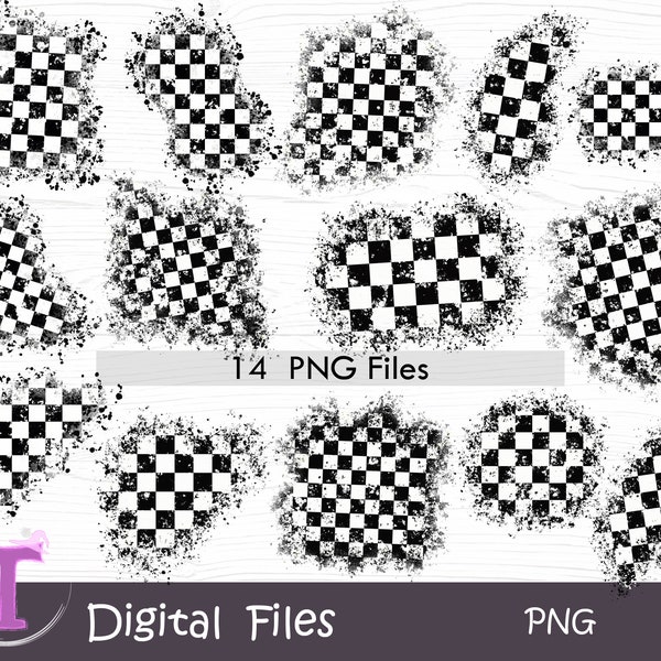 Distressed Checkered, Checkered patches, Checkered background, Black white Checker, Checkered bundle, Checkered sublimation,Digital Download