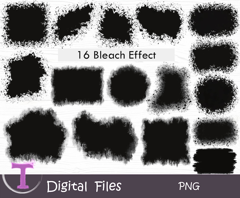 Distressed Patches Splatter, Black Bleached Effect PNG File, Bleach ...