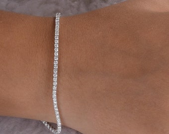 Diamond Bracelet for Bride 3.5Ct| 18k/14k White Gold Diamond Tennis Bracelet| Diamond Chain Bracelet| Round Cut Diamond Wedding Jewelry Gift