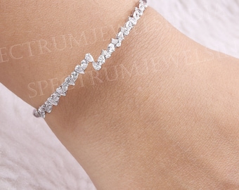 Pear Diamond Bangle | 18k White Gold Cuff Bracelet