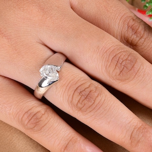Diamond Solitaire Ring 0.95Ct| 18K Solid Gold Diamond Ring for Wife| Genuine Diamond Promise Ring| Dainty Diamond Jewelry| Oval Diamond Gift