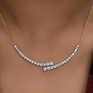 2.40 Ct Round Brilliant Cut Diamond Necklace, 14K White Gold Chain Wedding Necklace, Lab Grown CVD Diamond Necklace, Bridesmaid Gift