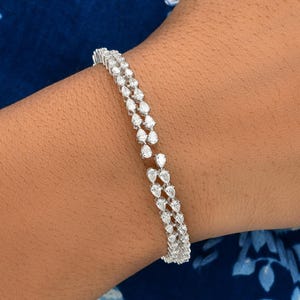 3.28Ct Diamond Cuff Bangle, 18k/14k Solid Gold Bangle Bracelet, Pear Cut Diamond Wedding Bracelet, Statement Bracelet, Bridesmaid  Gift
