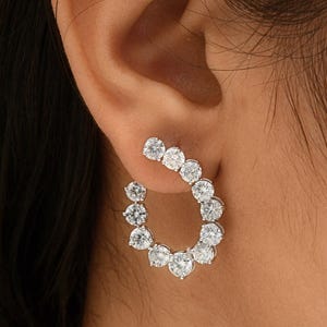 Diamond Stud Earrings 7.53 Ct| 18k/14k White Gold Diamond Stud Earrings| Wedding Engagement Diamond Jewelry| Round Cut Diamond Gift for Her