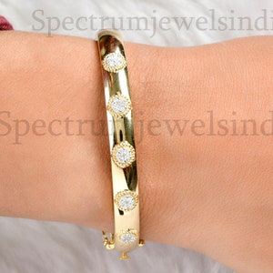 0.42 Ct Flush Set Natural Diamond Hinged Bangle Bracelet| Real 18k Gold Women Bangle| Diamond Statement Bracelet| Weddings Jewelry Bracelet
