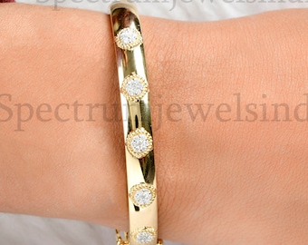 0.42 Ct Flush Set Natural Diamond Hinged Bangle Bracelet| Real 18k Gold Women Bangle| Diamond Statement Bracelet| Weddings Jewelry Bracelet