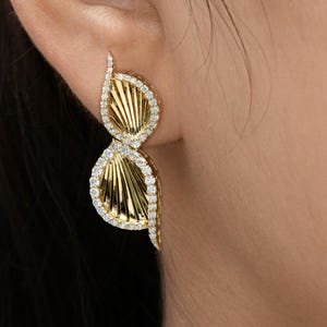 Diamond Dangle Earrings 1.52 Ct| 18k Yellow Gold Wedding Earrings| Gold Statement Earrings| Real Diamond Jewelry| Diamond Anniversary Gift