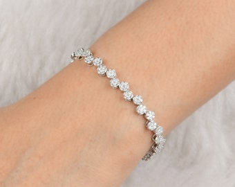 14k White Gold Diamond Tennis Bracelet | Round Cut Lab Grown CVD Diamonds