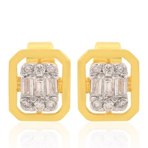 Natural Diamond Wedding Stud Earrings| 18k Yellow Gold Earrings for Women| Brilliant Cut Diamond Earrings| Wedding Gold Earrings for Gift
