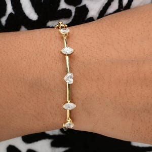 Diamond Bangle Bracelet 1.77Ct| 14k Solid Gold Bangle| Stackable Bangle| Bridesmaid Bracelet| Multi Shape Diamond Anniversary, Birthday Gift
