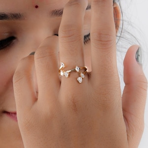 0.67 Ct Diamond Statement Ring| 18k/14k Solid Gold Wedding Ring| Dainty Diamond Women Ring| Pear & Marquise Cut Diamond Bridesmaid Gift