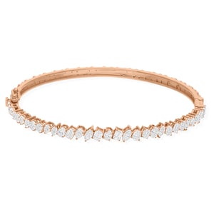2.48 Ct Half Eternity Diamond Bangle Bracelet, 18k/14k Rose Gold Diamond Tennis Bangle, Multi Shape Diamond Women Bangle Bracelet Jewelry