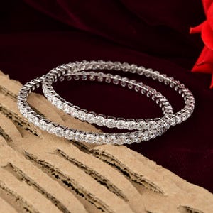 20.61 Ct Lab Grown CVD Diamond Bangle Set, 18k/14k Solid Gold Bangle Bracelet, Graduated Diamond Eternity Bangle, Diamond Stackable Bangle