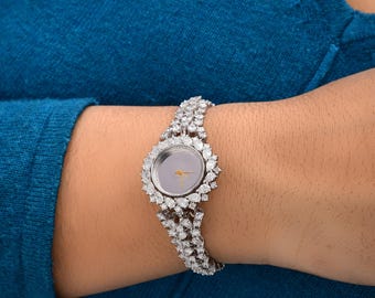 Gefrorene Diamant-Armbanduhr | 9.23 Ct, mechanische Armbanduhr aus 18 Karat Weißgold