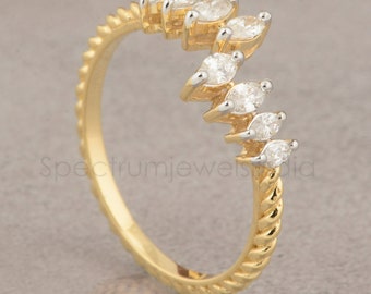 Gouden diamanten ring/Marquise diamant vrouwen ring/18k gouden sierlijke ring/bruiloft Diamond wrap ring/bruiloft bruids ring/verjaardag ring