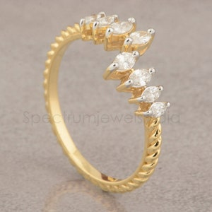 Gold Diamond Ring / Marquise Diamond Women Ring / 18k Gold Dainty Ring / Wedding Diamond Wrap Ring / Wedding Bridal Ring / Anniversary Ring image 1