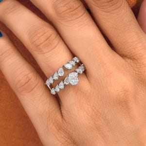 Diamond Engagement Ring 1.68 Ct| 18k/14K Gold Wedding Band| Solid Gold Diamond Band Ring| Pear Cut Diamond Anniversary Jewelry Gift for Her
