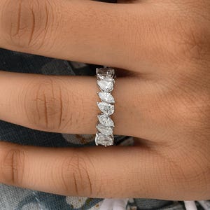 Diamond Rings 3.38 Ct| 14k Gold Eternity Band Ring| Diamond Wedding Band| Diamond Bridal Jewelry| Marquise & Pear Cut Diamond Gift for Wife
