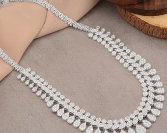 Pave Diamond Necklace / Bridal Necklace / 18k White Gold Necklace / Wedding Necklace For Women / Teardrop Necklace / Bridal Wedding Jewelry