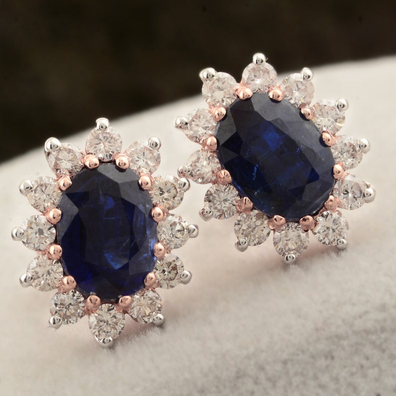 Bridal Earrings, Unisex Jewelry, Holiday Earrings, Rose Gold Earrings, Birthstone Earrings, Oval Cut Jewelry, Kyanite For Her, Fashion Jewelry, Oval Kyanite, Gift For Bestie, Natural Kyanite, Blue Kyanite, Cute Stud Earrings
