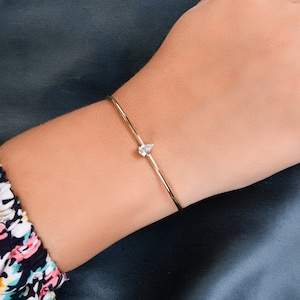 Diamond Bangle Bracelet 0.39 Ct| 18K Gold Diamond Cuff Bracelet| Solitaire Bracelet| Diamond Fine Jewelry| Pear Diamond Anniversary Gift