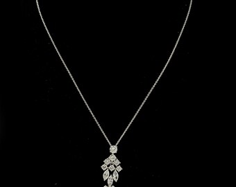 2.82 Ct Diamond Pendant Necklace 18k Solid Gold, White Gold Diamond Necklace, Gold Bridal Necklace, Marquise/Round Diamond Wedding Necklace