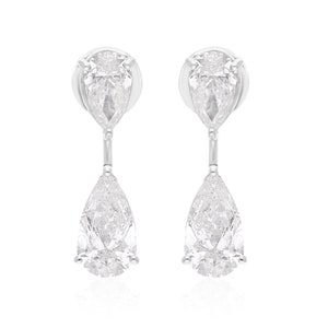Solid Gold Earrings With Natural Diamonds 18kt White Gold Diamond Earrings Jewelry For Women Handmade Diamond Engagement Earrings For Her