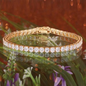 Diamond Tennis Bracelet 8.10 Ct| 14k Gold Women Bracelet| Eternity Bracelet| Diamond Solid Gold Jewelry| Round Diamond Engagement Present