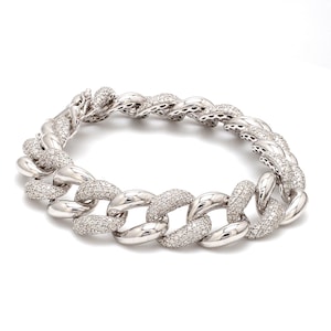 Bransoletka z łańcuszkiem diamentowym 5,90 ct | Bransoletka ślubna z diamentami ze złota 18k/14k | Męska bransoletka z ogniwami kubańskimi Iced Out | Prezent urodzinowy z diamentami Pave dla niego