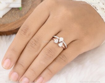 Natural Brilliant Cut Diamond Ring, 18k Rose Gold Exclusive Wedding Ring Stunning Bridal Statement Ring, Gift For Love