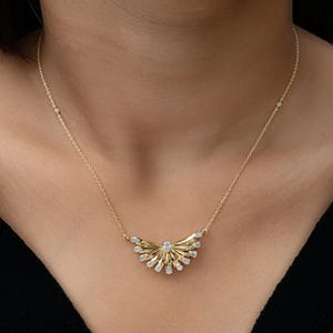 1.13Ct Natural Diamond Pendant Necklace, 18k Yellow Gold Pave Set Diamond Necklace, Gold Diamond Layering Necklace, Anniversary Gift For Her