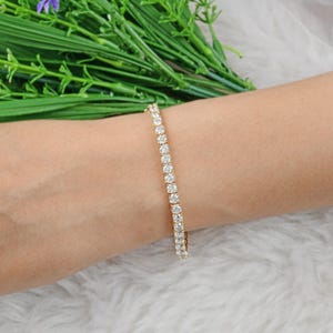 Natural Diamond Bracelet 8.55 Ct| Diamond Tennis Bracelet| 18k Yellow Gold Bracelet| Minimalist Diamond Jewelry| Round Diamond Gift for Wife