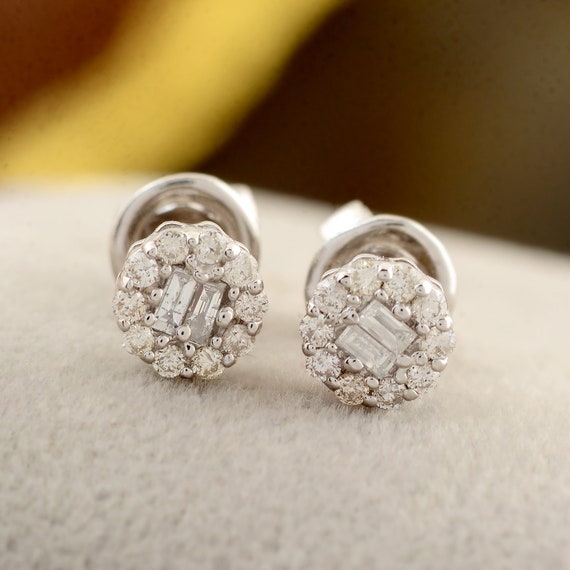 Aretes de Oro, Oro Blanco y Rosa con Diamante para Mujer