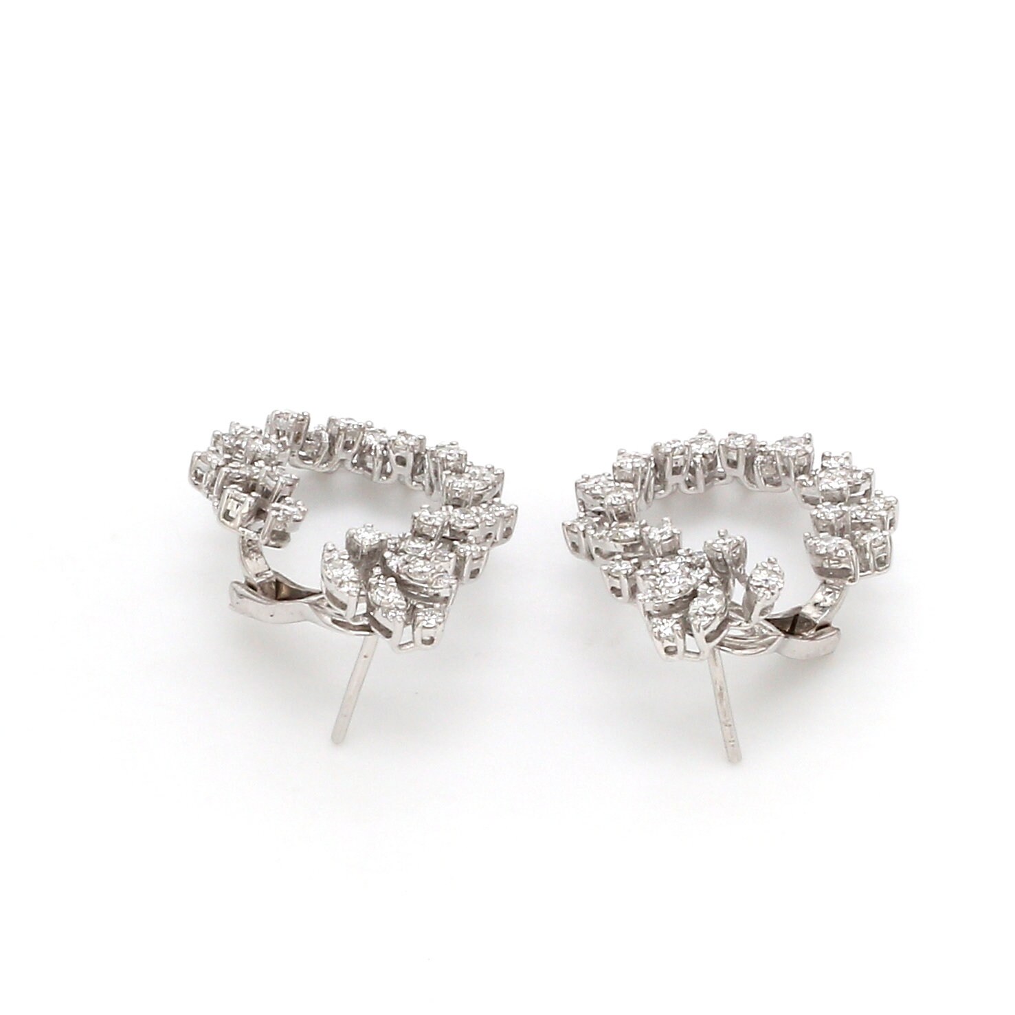 Leaf Earrings 18k14k White Gold Diamond Leaf Earrings Pair Etsy