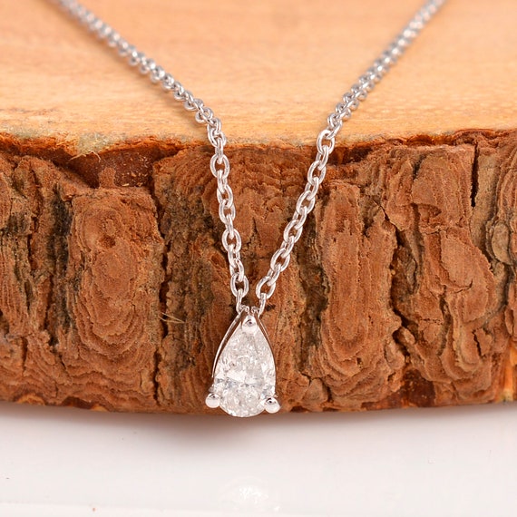 Gift for Women SI Clarity HI Color Solitaire Diamond Pendant Charm Handmade Pendant 14k White Gold Fine Jewelry For Her Birthday Gifts Etsy