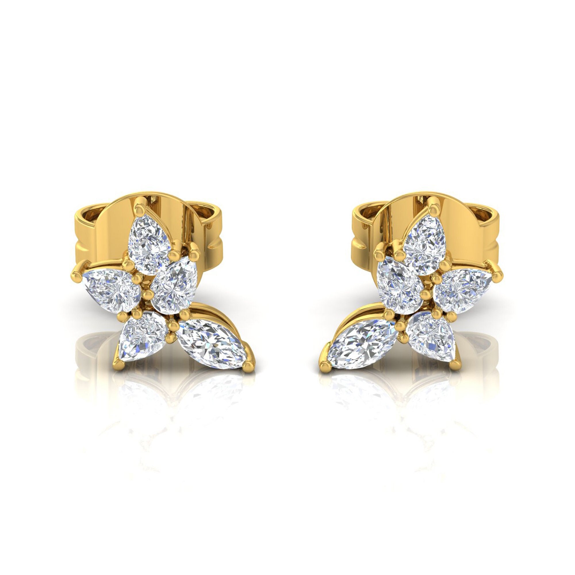 Jewelry Diamond Pierced Earrings 18Kyg #303338J61B Bezel Pear Diamond J Huggie Earrings in 14K Gold | Izakov  main image 2