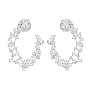 2.00 Ct Natural Diamond Hoop Earrings| 18k White Gold Hoops| Round Brilliant Cut Diamond Earrings| Wedding Earrings| Anniversary Gift