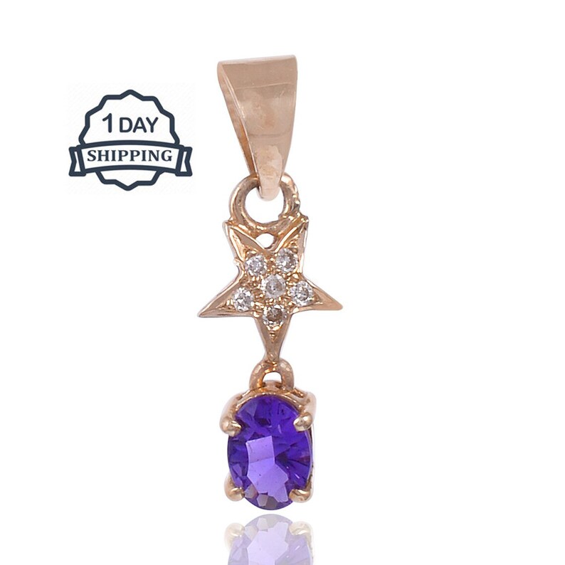Amethyst Diamond Pendant / 14kt Gold Star Charm Pendant / Natural Amethyst Gemstone Pendant / shops Pave Diamond Wedding Pendant Necklace For Her