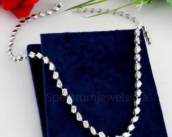 18K Gold Marquise & Oval Diamond Necklace, Minimalist Necklace, Dainty Bridal Necklace, Cluster Necklace, Handmade Jewelry, Anniversary Gift