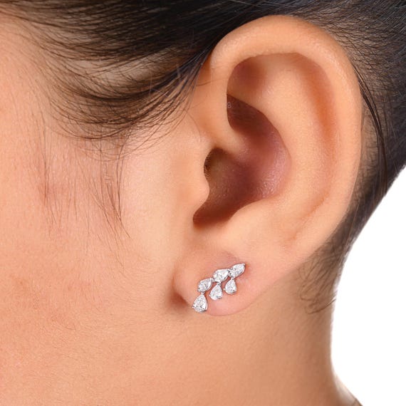 0.68カラットのダイヤモンドスタッドピアス、18k/14kゴールドイヤー