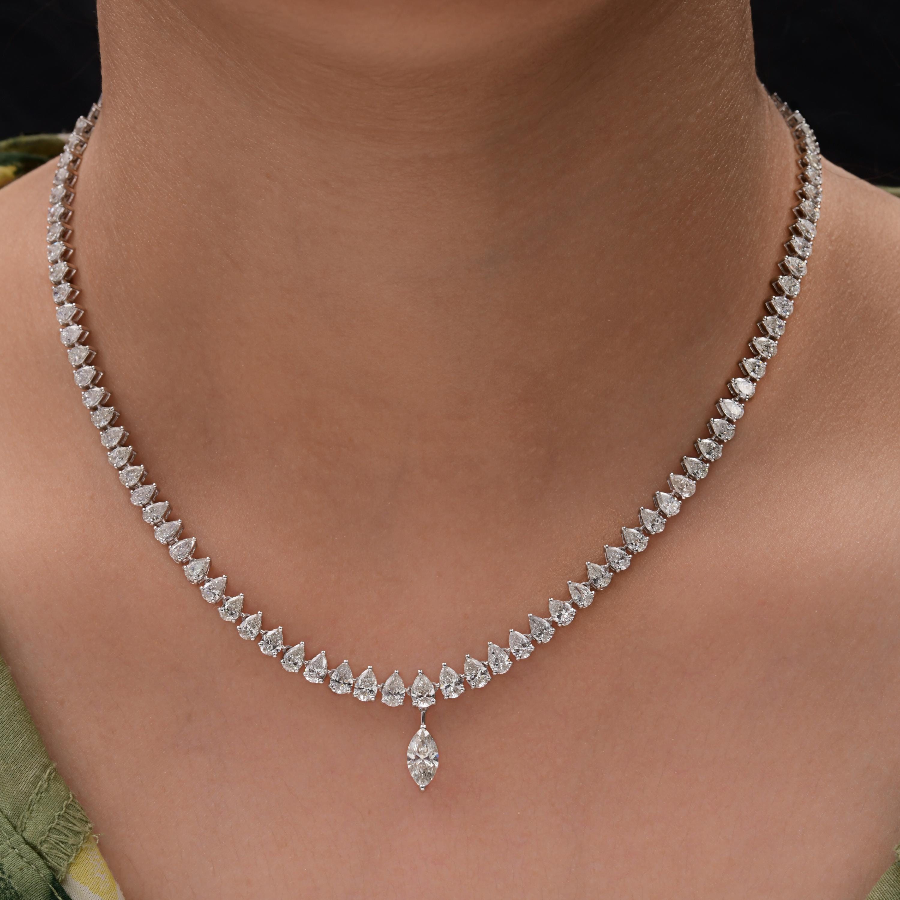 Lab Grown Diamond Tennis Necklace 10.15 Ct| 18K White Gold Diamond