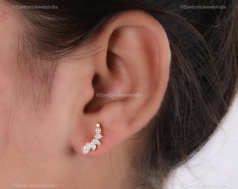 Prachtige diamanten 18k geelgouden oorknopjes voor haar, natuurlijke briljant geslepen diamant unieke sierlijke oorbellen voor huwelijkscadeau