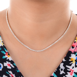 Luxury Gifts for Her| Handmade Real Diamond Tennis Chain Necklace| Round Brilliant 7ct Certified Diamonds Tennis Chain| Made in India