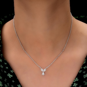 0.88 Ct Lab Grown Diamond Necklace| 14k White Gold Charm Necklace| Gold Pendant Necklace| Diamond Fine Jewelry| Dainty Gold Necklace Gift