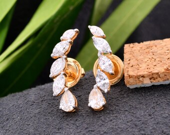 Diamond Wedding Stud Earrings Jewelry, Brilliant Cut Natural Diamond 18k Yellow Gold Earrings For Wedding Engagement Gift For Her