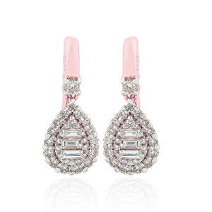 14k Rose Gold Diamond Earrings For Women, Natural Drop & Dangle Earrings For Birthday Gift, Fine Jewelry For Wife, Teardrop Earrings